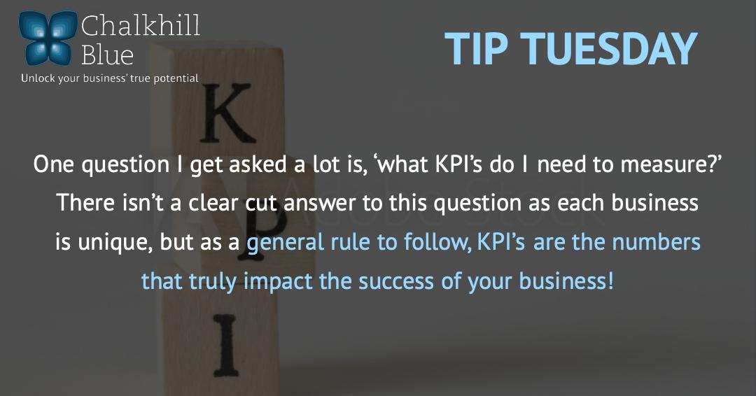 #tuesdaytip 

This week my tip answers a commonly asked question; What KPI's do you need to measure.

If you have more questions, call me on 01793 239542. Alternatively visit our website today: chalkhillblue.org/contact-us