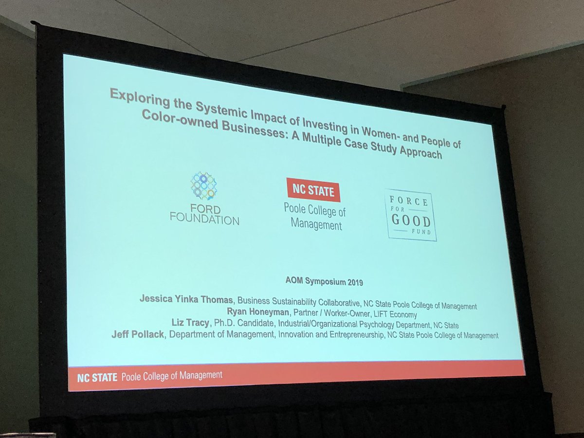 garimasharma11's tweet photo. .@jyinkathomas presenting paper on #impactinvest for women &amp; people of color owned businesses using interview &amp; #banalytics data @HoneymanConsult @BCorporation @AOM_OMT @AOM_OrgNatEnv @aom_sim https://t.co/5jxE10phZ2