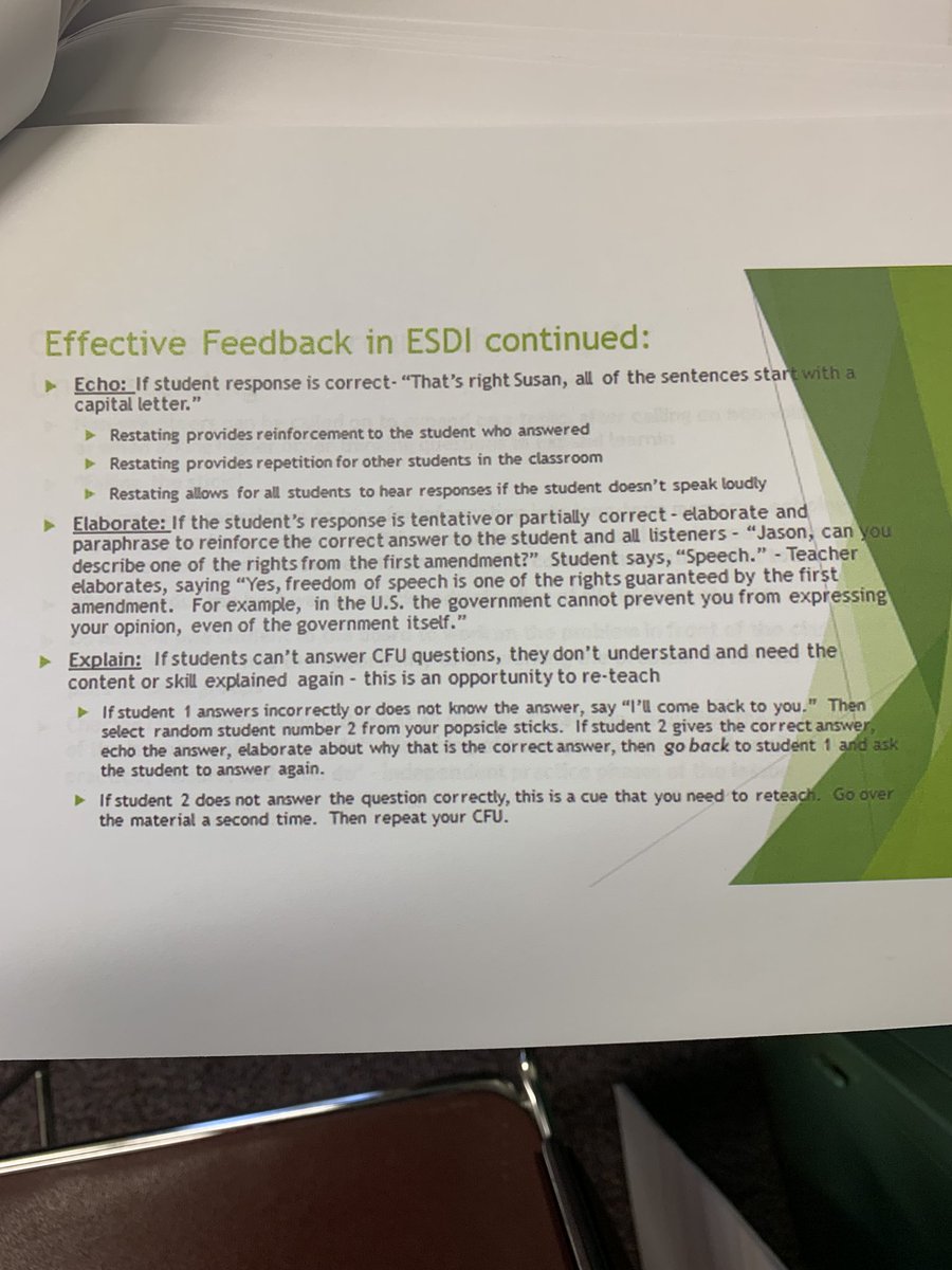 MacfarlaneErika's tweet photo. SCSD teachers practicing giving effective feedback to students using Echo,Elaborate or Explain #makeitexplicit https://t.co/1wqdOnoZf4