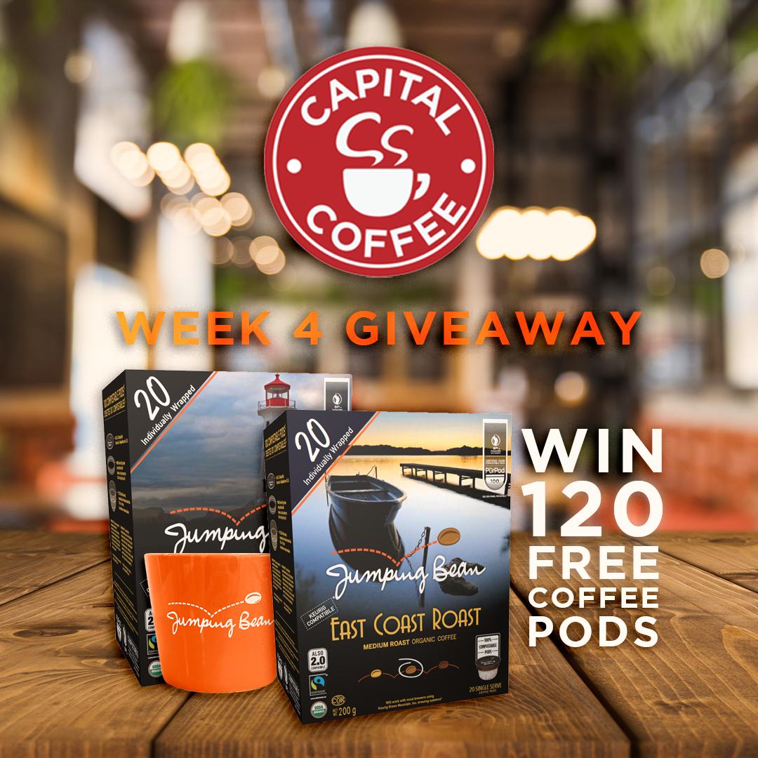 JumpingbeanCA's tweet photo. ✨ @CapitalCoffeeNL Week 4 Giveaway ✨
Enter for a chance to WIN a sampler Coffee Pod Prize Pack!

Here's how to enter:
1. Follow @CapitalCoffeeNL on Twitter 📲
2. Retweet this post on your page! 👍 
-
-
#jumpingbean #capitalcoffee #giveaway #coffeepods #weekly #free #coffee #win https://t.co/gNLAmiUXsJ