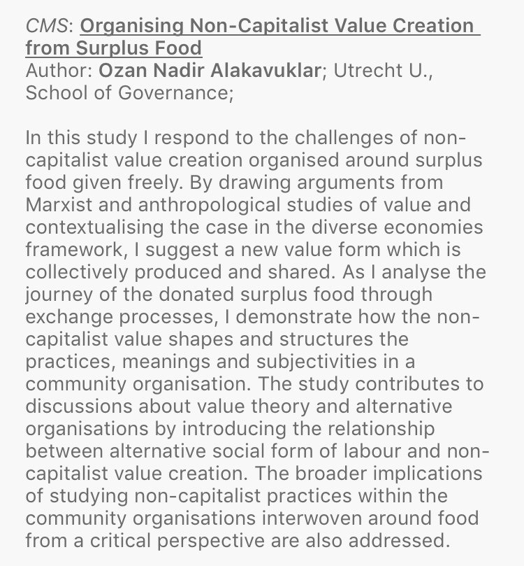 cms_aom's tweet photo. #AOM2019 @ozanadir @UtrechtUni presenting his paper titled: "Organizing Non-Capitalist Value Creation from Surplus Food" during our #papersessions. #SurplusFood #noncapitalistpractices https://t.co/1jcVopCSNg
