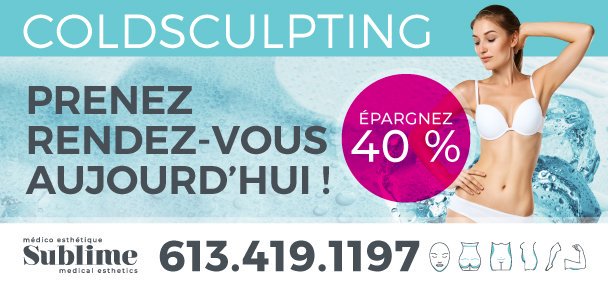 Contactez Medico Esthétique Sublime pour une session de ColdSculpting dès aujourd'hui et ÉPARGNEZ 40%. 

613.419.1197 - sublimemedicoesthetic.com