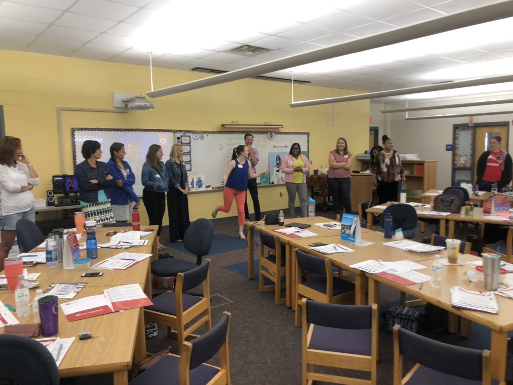 MrsMilburnNBCT's tweet photo. day 2 of our @IHeartCKH training and having the best time learning about ourselves and our colleagues! 💛💙 #TeamLakewood @LakewoodESPrin @CarolSassAP @DurhamPublicSch https://t.co/Bd5VDK8fJS