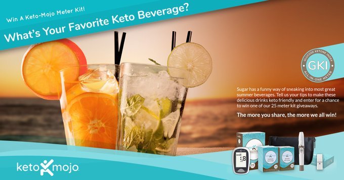 KetoMojo's tweet photo. ENTER TO WIN one of 25 Keto-Mojo Ketone & Glucose Meter Kits in our Keto Summer Beverage Contest! Lots of ways to enter!
CLICK HERE TO ENTER: https://t.co/wyrKmKYArm
#Keto #KetoMojo #WhatsYourMojo #KetoBeverage #MojoMeter https://t.co/9DZI0H8JjK