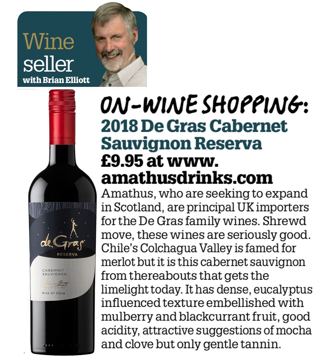 We are pleased De Gras 🍷 is receiving the recognition it deserves. Thank you <a href="/midweekwines/">Brian Elliott</a> amathusdrinks.com/10000021-cwdgc… #Wine #MidWeekWines #DeGras #Chile #TuesdayThoughts