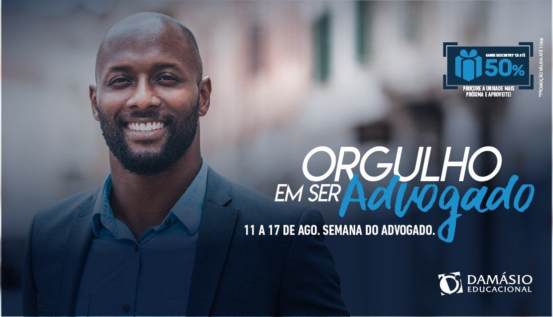 cursodamasio's tweet photo. Na semana do Advogado o Damásio está cheio de orgulho e vantagens: descontos de até 50% em diversos cursos. Vá até a unidade mais próxima e aproveite! 😃
#OrgulhoEmSerAdvogado
#diadoadvogado #advogado #advogados #damasio https://t.co/hKYjGjd2Du