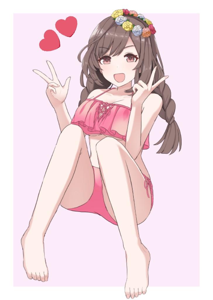 月岡恋鐘 「#シャニマス  #月岡恋鐘 
水着似合ってるぞ恋鐘 」|ゆーぐれむしのイラスト
