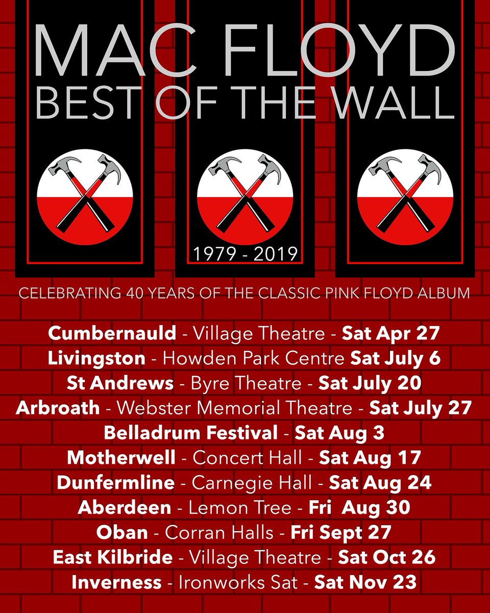 We’re looking forward to this weeks show <a href="/MotherwellVenue/">Motherwell Theatre</a> (Concert Hall) as we continue with our 40th anniversary salute to Pink Floyd’s Classic double album The Wall. We will also be covering songs from Dark Side, WYWH, Animals, Final Cut &amp; Division Bell.