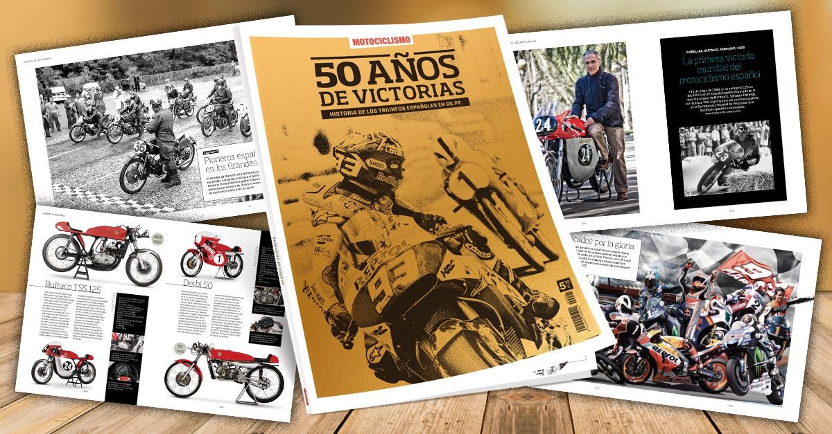 sportlife_ib's tweet photo. Aún estás a tiempo de hacerte con el especial MOTOCICLISMO 50 AÑOS de VICTORIAS. Toda la historia de los triunfos españoles en grandes premios de #motociclismo. A partir de mañana 14 de agosto en los quioscos o en nuestra tienda online https://t.co/s353oR8WnP #MotoGP https://t.co/3roIpYwhq1