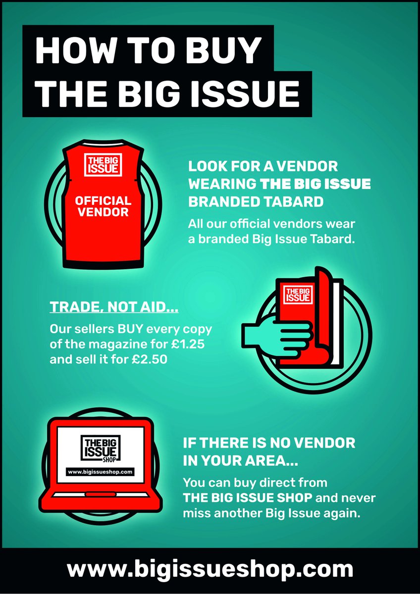 BigIssue's tweet photo. Do you want to help us fight homelessness but don't know how? 

Read this!

If you can't find your local vendor (as they change pitches and move cities sometimes) then please DM us and we'll connect you.

#ahandupnothandout https://t.co/oAJOKGtWLi