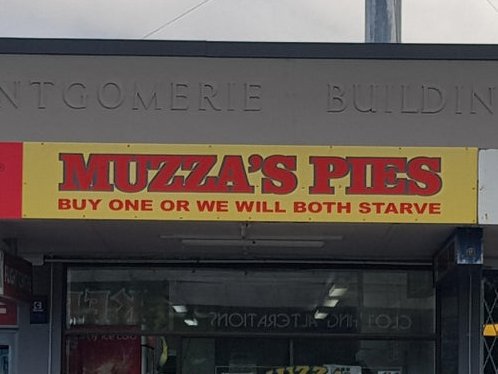MC372's tweet photo. This might be the best slogan for a Pizza place I've ever seen... #classicaussie https://t.co/9nvEJIPIxK