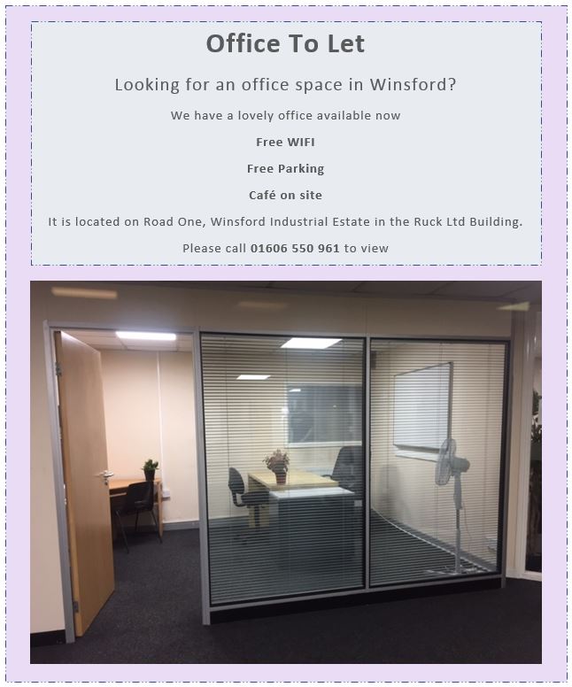 We have two offices to #let in Ruck Building on Winsford Industrial estate, #winsford. #freeparking #cafeonsite #freeWIFI Please call 01606550961 if you're looking for an #office.
<a href="/WinsfordIndEst/">Winsford 1-5</a> <a href="/winsfordnews/">Winsford Guardian</a>