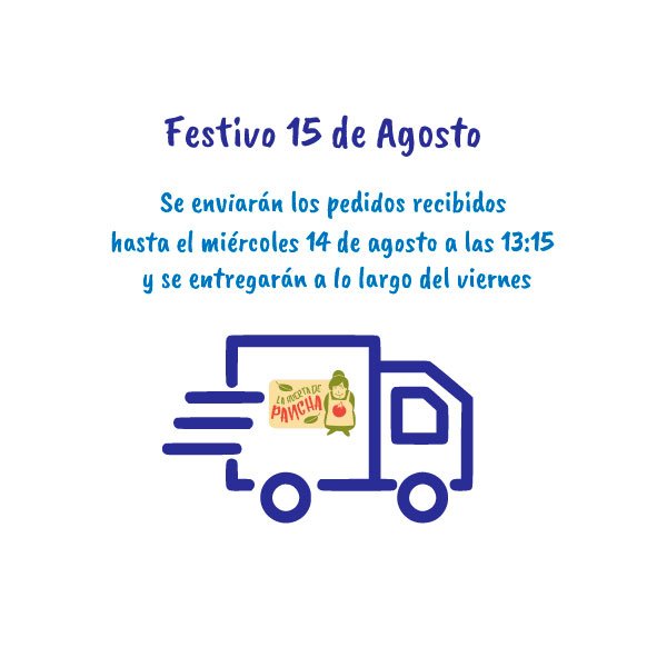 ¿Qué tal va este #Martes13? En #LaHuertaDePancha esperamos que os vaya todo de lujo. Esta semana es #festivo el jueves #15Agosto. Los pedidos recibidos hasta el miércoles a las 13:15 horas llegarán el viernes. Los recibidos después se enviarán el lunes. #FelizMartes!