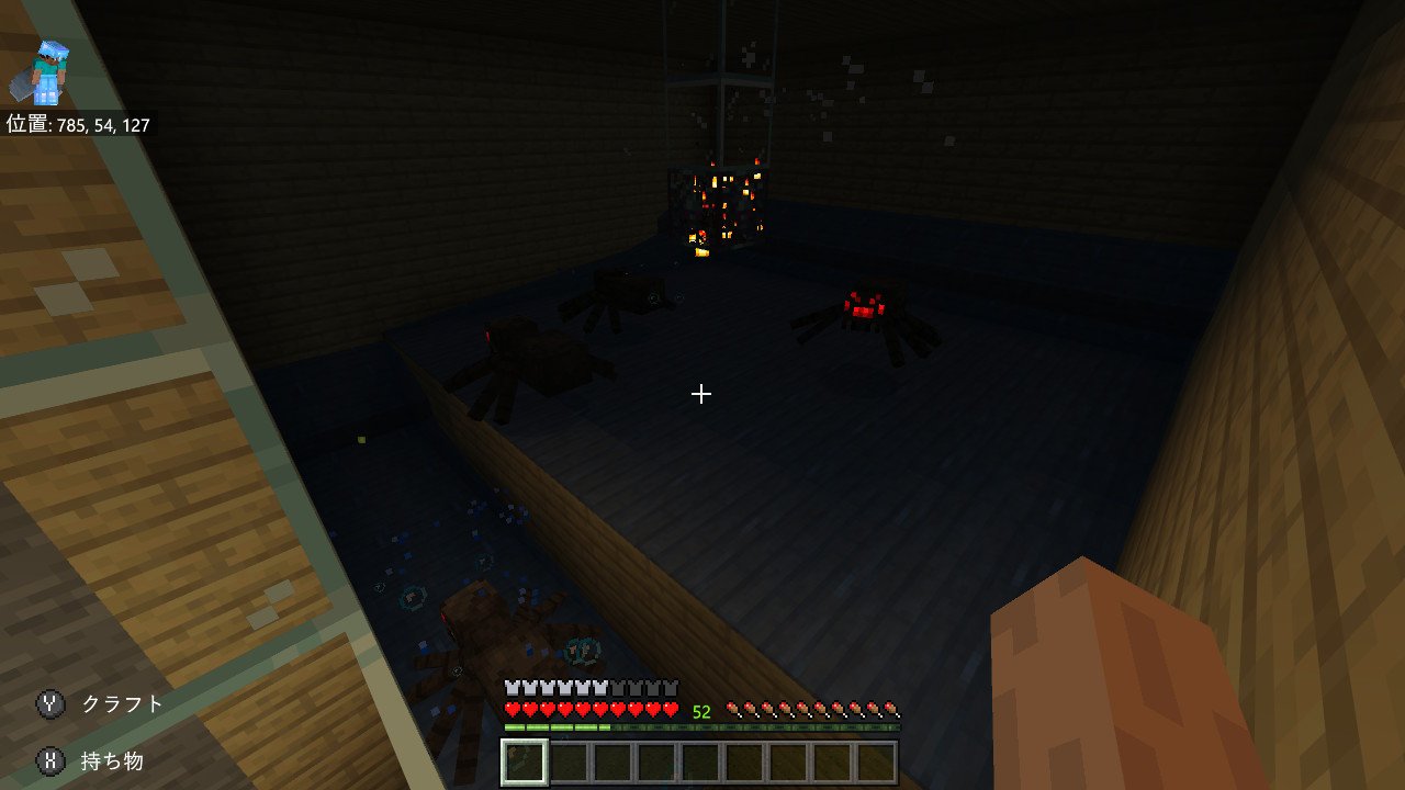 よっしー 2つ目のクモトラップ ネットで見たのを参考にさせてもらって 今回は経験値も得られるので作ってみました Minecraft マイクラ マインクラフト Nintendoswitch クモトラップ T Co Vgtrzq5au7 Twitter