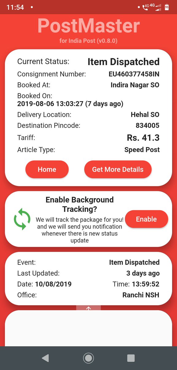 arya2singh's tweet photo. @PostOfficeIndia  @IndiaPostOffice @indiapost Hi can anyone help me to  deliver Rakhi on tomorrow.on 06of Aug Rakhi has sent by speedpost, Past two days i am taking follow up with local post office and till now nothing happen.  
My Number:-9973142114
Snap attached for reference. https://t.co/h76h8OqIu5