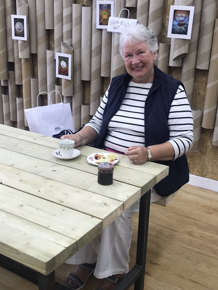 ALocalLove's tweet photo. Pop in on your lunch and try some of our fresh scones, from No19 Afternoon Tea, Durham butter from Embleton Hall Dairies Jam from Dalton Moor Farm with a coffee and thanks to Margaret for letting us take the photo, and she ended up leaving with bread from Claypath Delicatessen https://t.co/u2hah4grA2