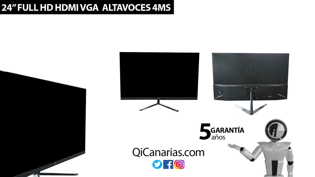 MONITOR Qi 24" SIN MARCO 4MS LED FHD HDMI VGA
ALTAVOCES 🤩
bit.ly/2MioYer
5 AÑOS DE GARANTÍA 😱
Realiza tu pedido cómodamente desde casa 🏠
Envío gratis!!! 👏👏
QiCanarias.com
<a href="/QiMetal/">Qi Metal Series</a> 
#QiCanarias #QiPuntosdeventa #QiEnvíogratis