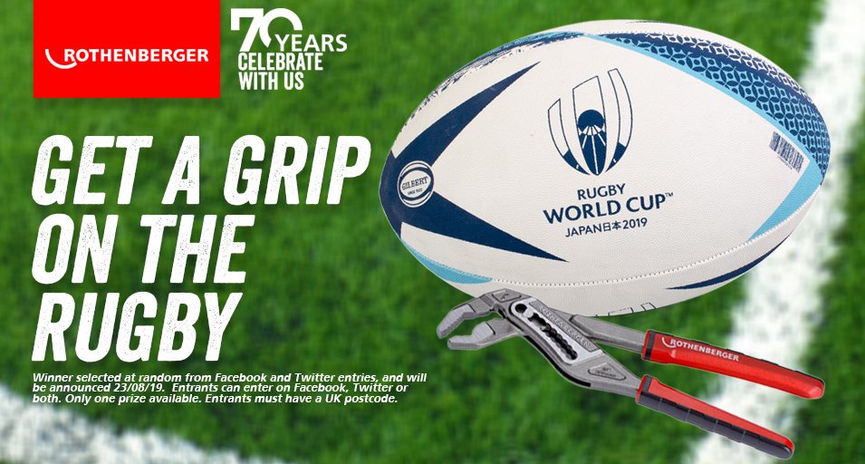 RothenbergerUk's tweet photo. 🏈🏈Kick off the #RUGBY with #ROTHENBERGER🏈🏈 
#WIN an official licensed #WorldCup Gilbert ball &amp; pair of #NEW ROGRIP M 10" Pliers

How to Enter:

• FOLLOW @RothenbergerUk
• LIKE the post
• COMMENT tagging a mate you'll be watching the game with!

Competition closes 23/8/19 https://t.co/jqjOYPQ8w5