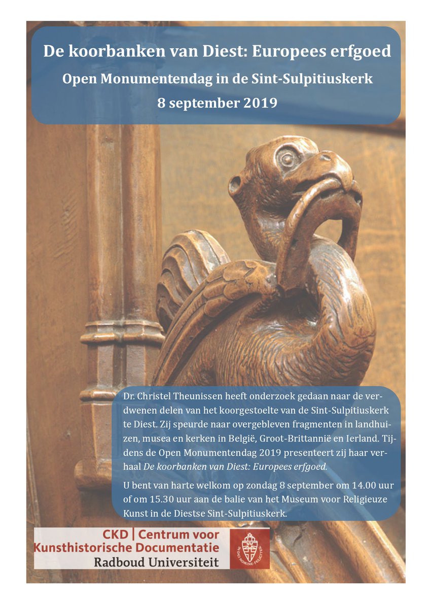 ChristelTh's tweet image. Op Open Monumentendag (8 september) in Vlaanderen geef ik een lezing in de Sint-Sulpitiuskerk @Diest #koorbanken
