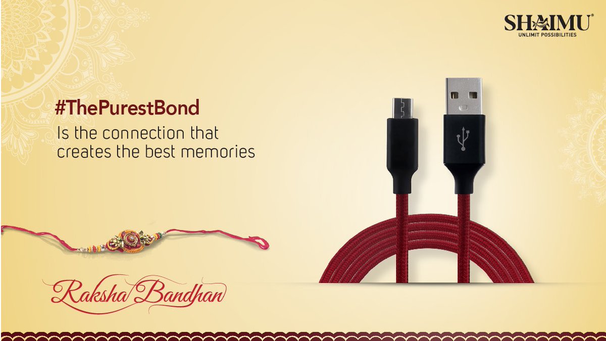 ShaimuIndia's tweet photo. This Rakshabandhan, keep the connection strong between your devices with #Shaimu #USBCables

#Rakhi #Sister #Brother #Family #bond #Festival #Siblings #BestQuality #PremiumQuality #BestProducts #MobileAccesories #ShaimuElectronics #ShaimuIndia https://t.co/8n2i7K0dOO