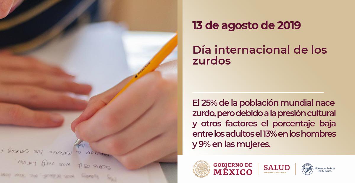 #DíaDeLosZurdos Utilizar preferentemente la mano izquierda y en general la parte izquierda del cuerpo es una característica natural. Nunca hay que corregirla, un zurdo es más hábil, oye mejor, ve mejor, se orienta mejor y tiene más sensación táctil por ese lado de su cuerpo