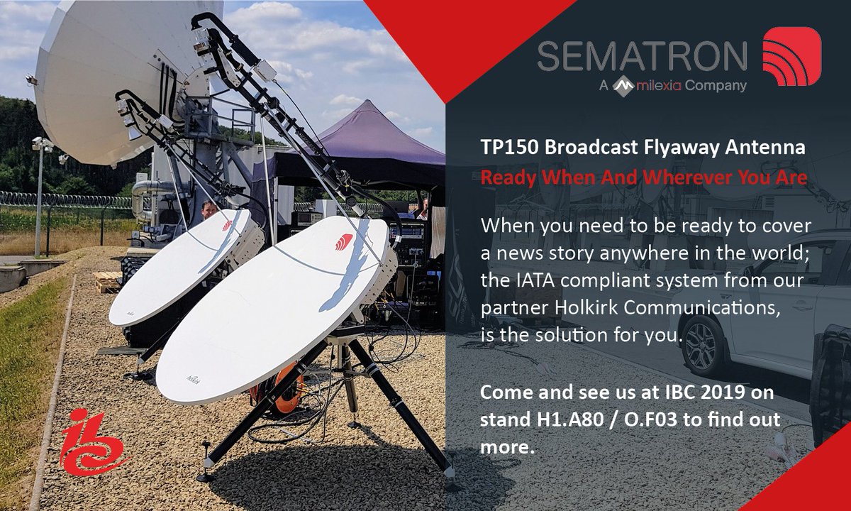 MilexiaGroup's tweet image. The TP150 Broadcast Flyaway Antenna - for when you need to be ready to cover a news story anywhere in the world. See us @IBCShow stand H1.A80 &amp;amp; O.F03 for more details. bit.ly/317FmC2
#Satellite #QuickDeploy #Broadcast #IBC2019 #FlyawayAntenna #BroadcastAntenna @Holkirk