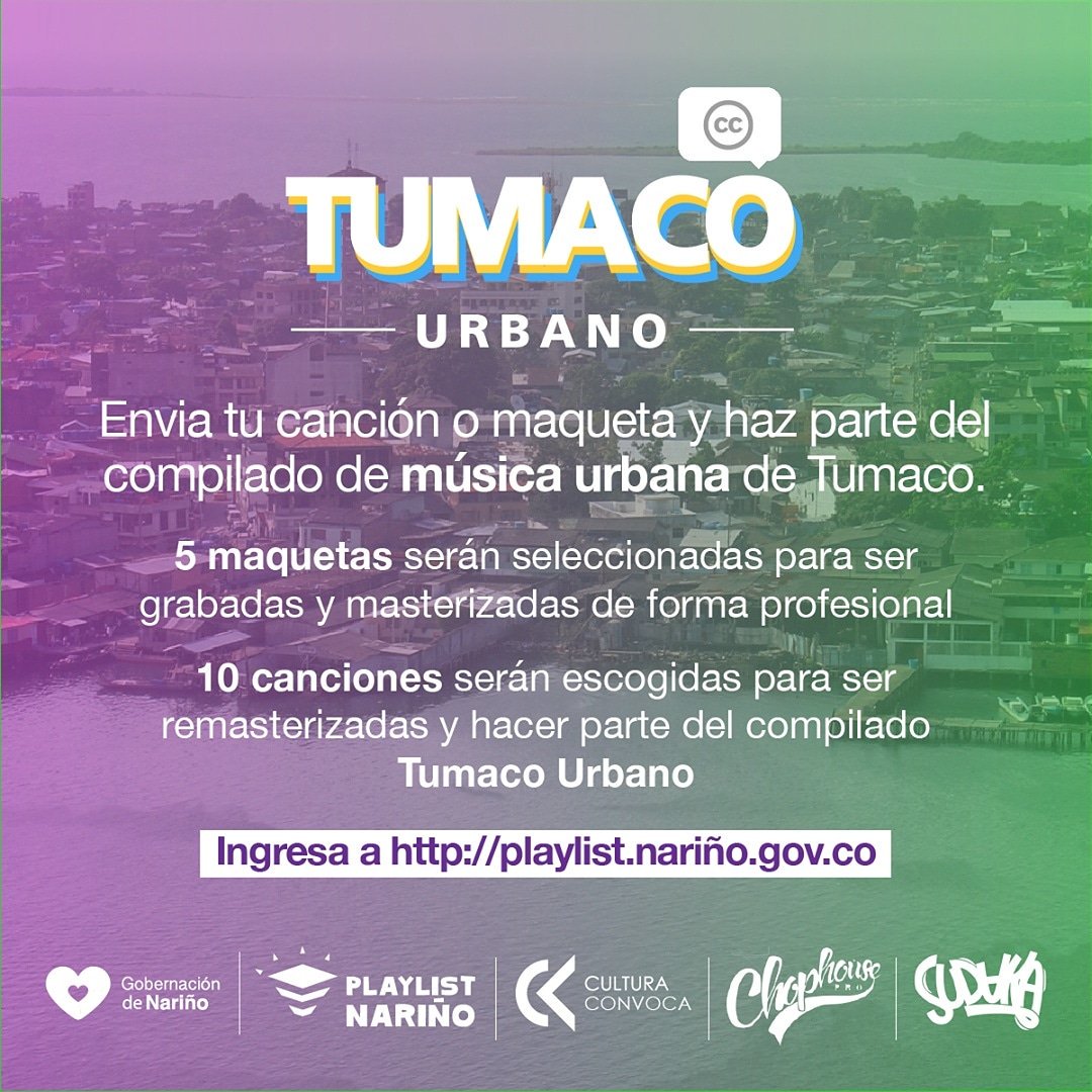 vlahebo's tweet photo. #Tumaco | #Convocatoria para artistas y proyectos de #MúsicaUrbana que quieran hacer parte del compilado #TumacoUrbano. 

Ingresa a https://t.co/oRNmH8O6vN

El proyecto Tumaco Urbano es un proyecto #CulturaConvoca financiado y acompañado desde el componente @PlaylistNarino https://t.co/L4uWiN8IkQ