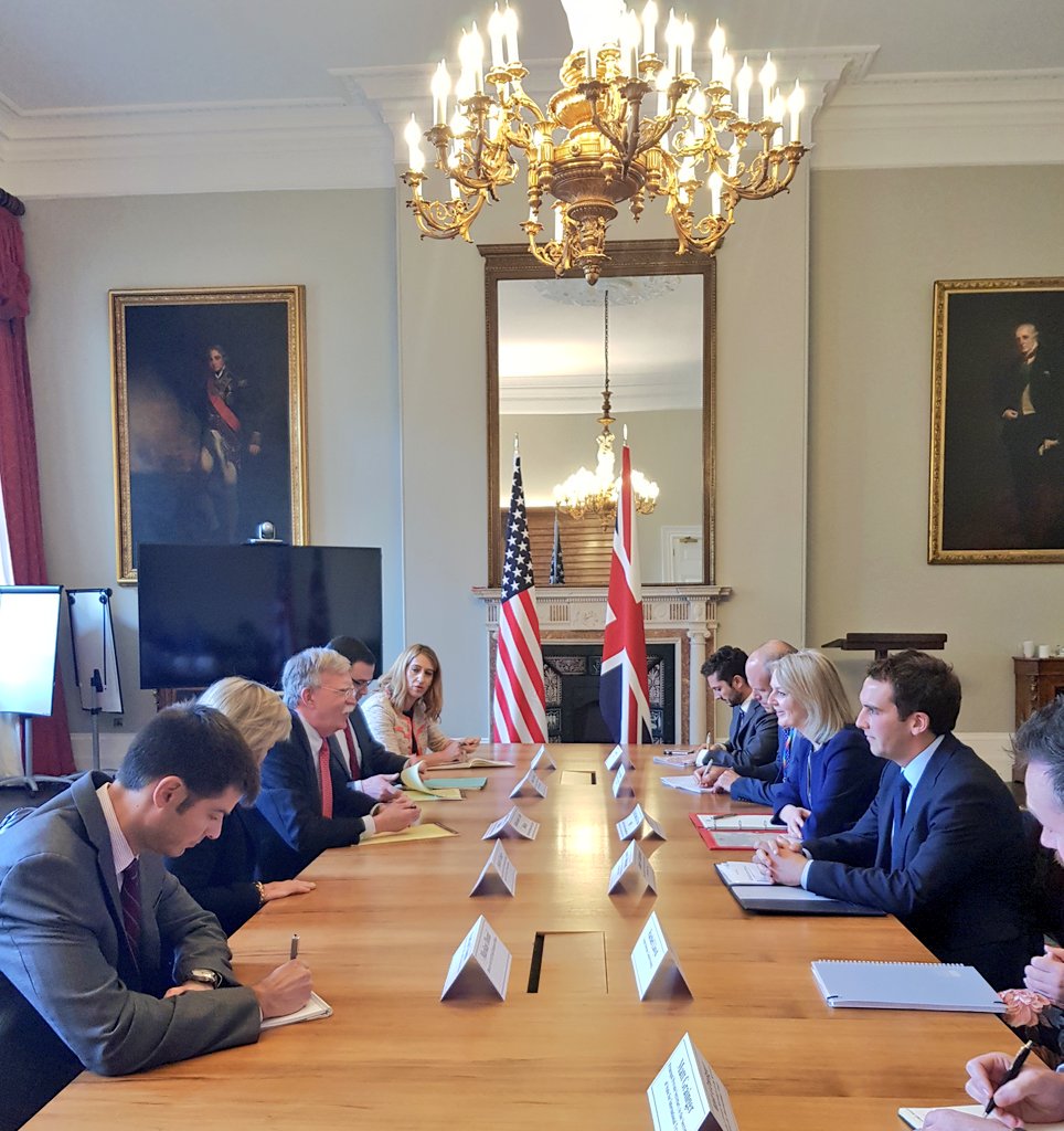 trussliz's tweet photo. Great meeting with @AmbJohnBolton this morning. Strong commitment from both sides to be ambitious, creative and move fast to make early progress with a new UK-US Free Trade Agreement. Where there is a will, there is an FTA! 🇬🇧🇺🇸#UKUSFTA https://t.co/hpuyjQz3cg