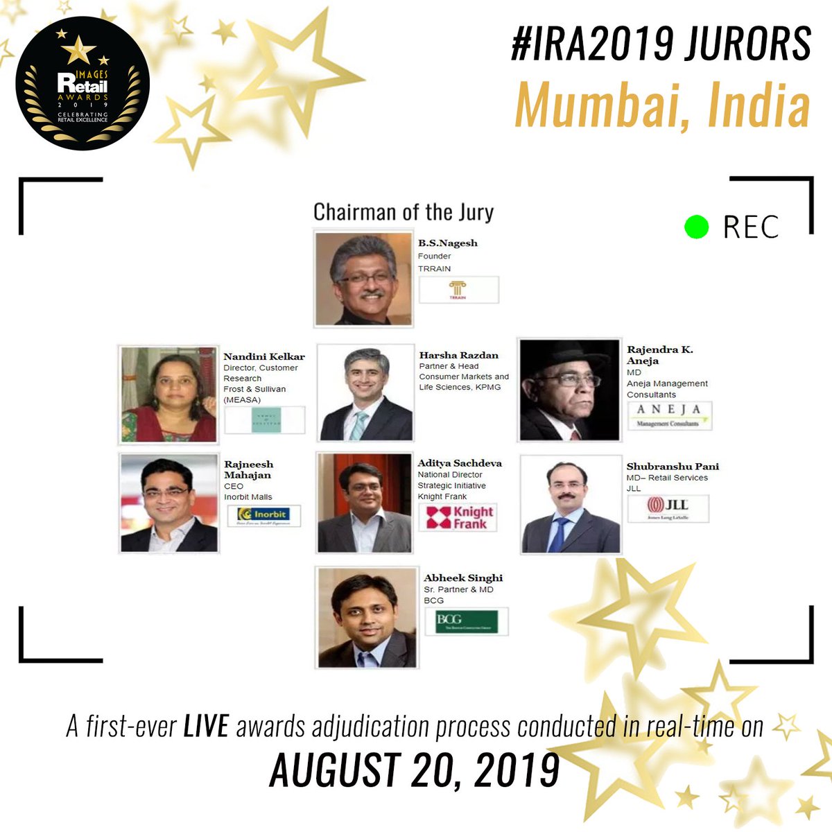 Images_IRA's tweet photo. Welcoming Chairman of the Jury BS Nagesh, along with his fellow adjudicators, Nandini Kelkar, Harsha Razdan, Rajendra K Aneja, Rajneesh Mahajan, Aditya Sachdeva, Shubranshu Pani, Abheek Singhi

#IRA2019 #RetailGazing  #livejury  #retailmarketing #retailrecognition  #success https://t.co/4HcVeXK3vq
