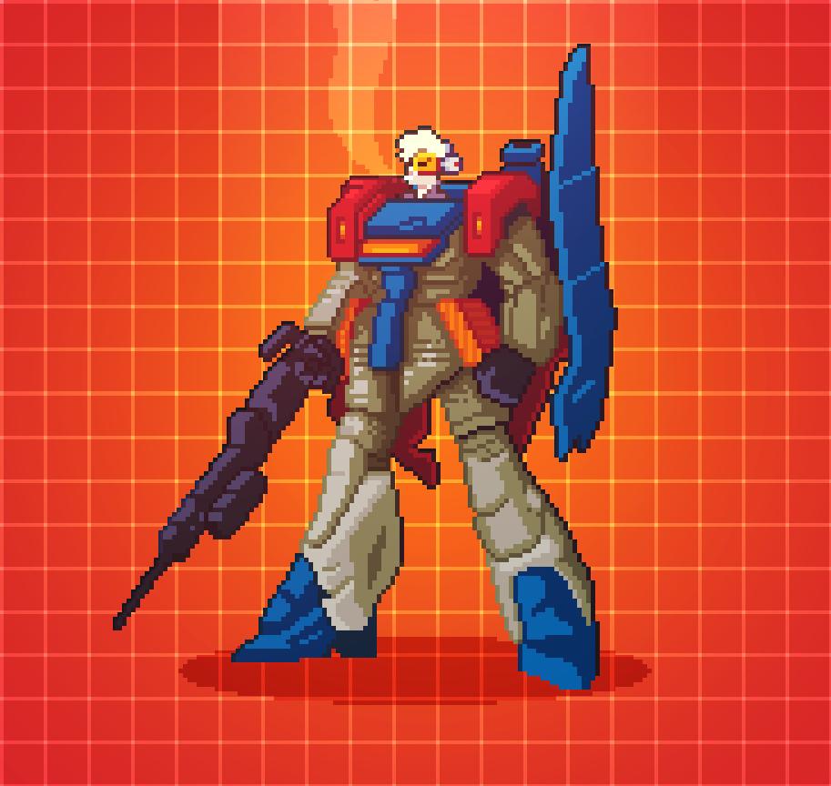 He's SO ready... 💪🤖💥

#StarrMazer #gamedev #pixelart #gundam