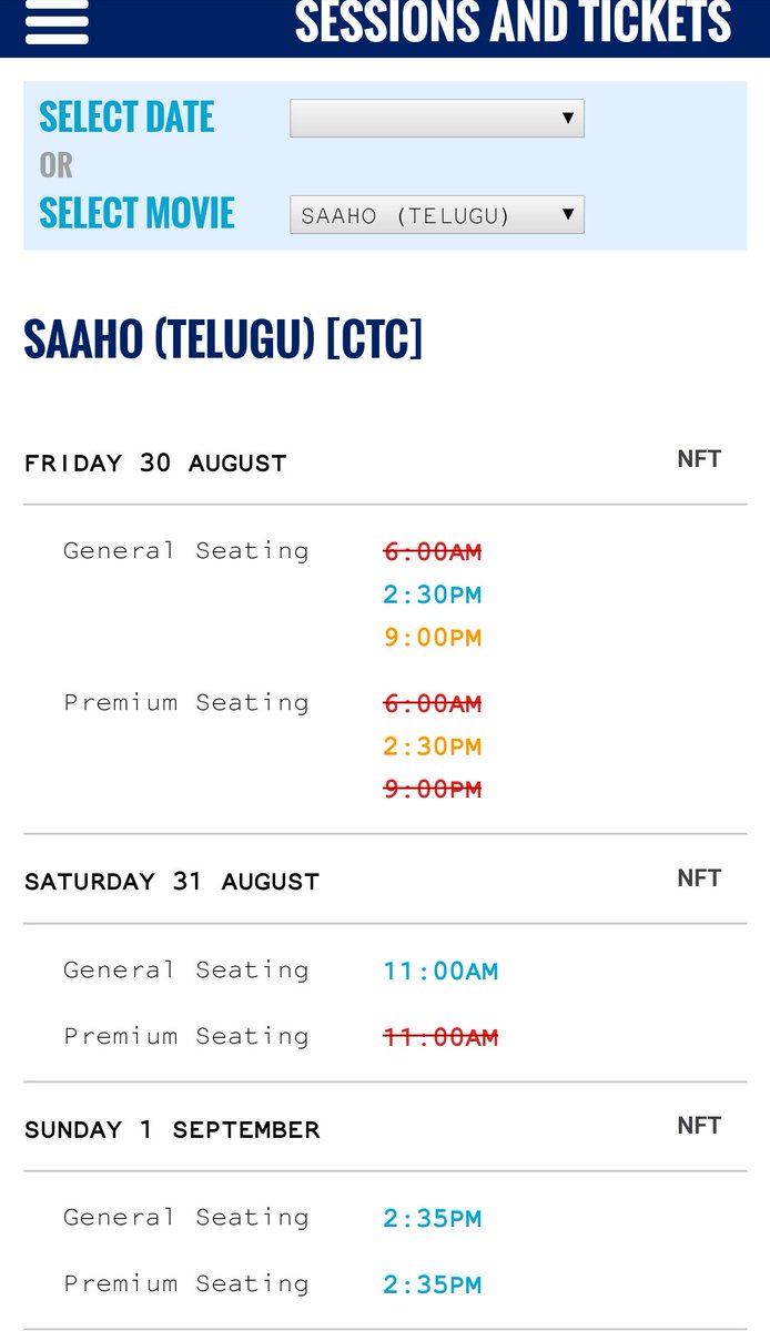 sahoo premier show tickets