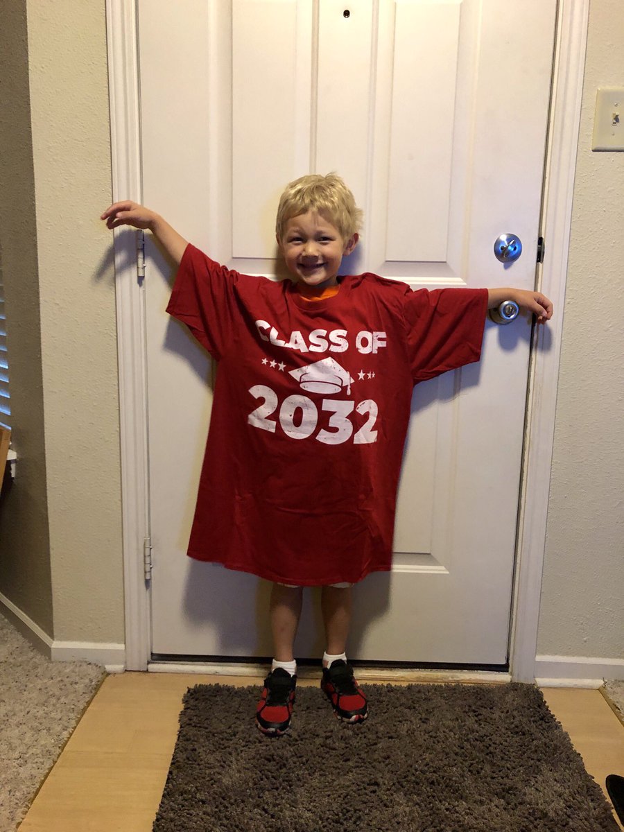 KTShock22's tweet photo. Couldn’t resist jumping on this bandwagon #CooperGoesToKindergarten #ClassOf2032 #BSE #WeGotThis https://t.co/5RCKnPeQRZ