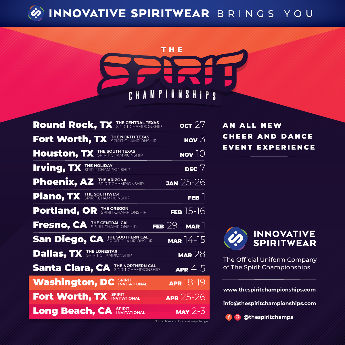 thisISpiritwear's tweet photo. Registration is now OPEN! Visit https://t.co/O1aPGlcqc4 to find event dates near you. Innovative Spiritwear is bringing you an ALL NEW event experience catered to you and your programs needs. #thespiritisreal #wegotspirityeswedo #cheerleading #cheercompetitions #allstar #cheer https://t.co/sI0YNRx7vG