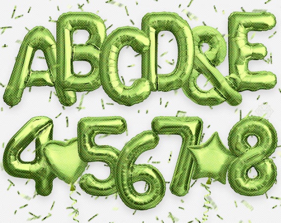DigiWorkshop_'s tweet photo. Green Letters &amp; Numbers Foil Balloon, Confetti. Holographic Png #Clipart, Photoshop Overlays For Editing Photo, Collages Birthday Party etc. #scrapbooking #illustration #creative #artwork #printables #cardmaking #etsy https://t.co/pa5zDlciLn https://t.co/D2ieI6smVa