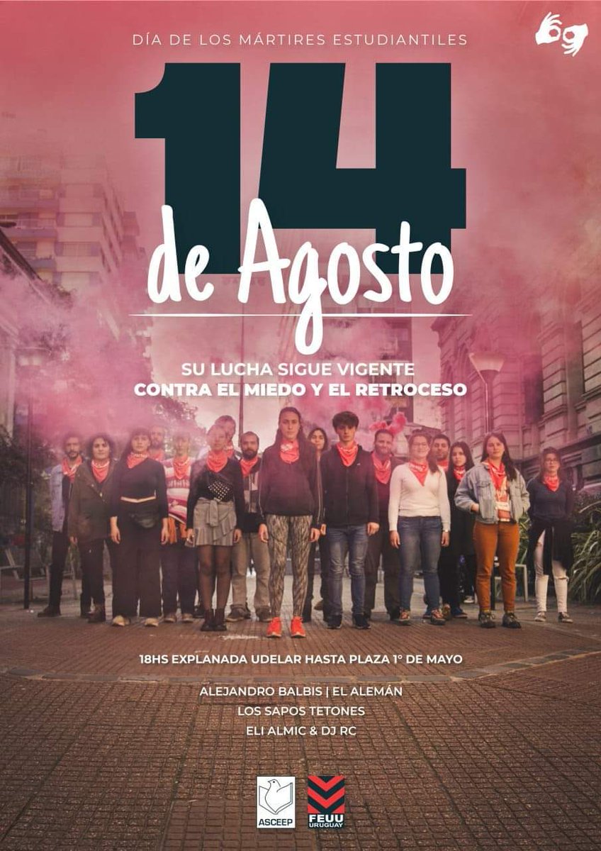 FicUdelar's tweet photo. Con motivo del Día de los Mártires Estudiantiles, @asceepfeuu convoca a la movilización que se realizará mañana bajo la consigna “Su lucha sigue vigente. Contra el miedo y el retroceso”. 
Recordamos que este miércoles @FicUdelar suspende toda actividad académica desde las 17.00. https://t.co/Rn0Di7Vp6J