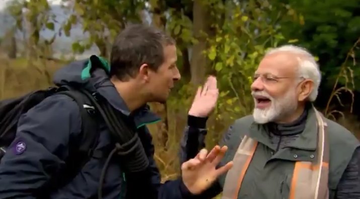 bhavisharora2's tweet photo. Who said this is Man vs wild? This is वन की बात! 😂 
Seriously bruhh! https://t.co/QQqRGaTSqi