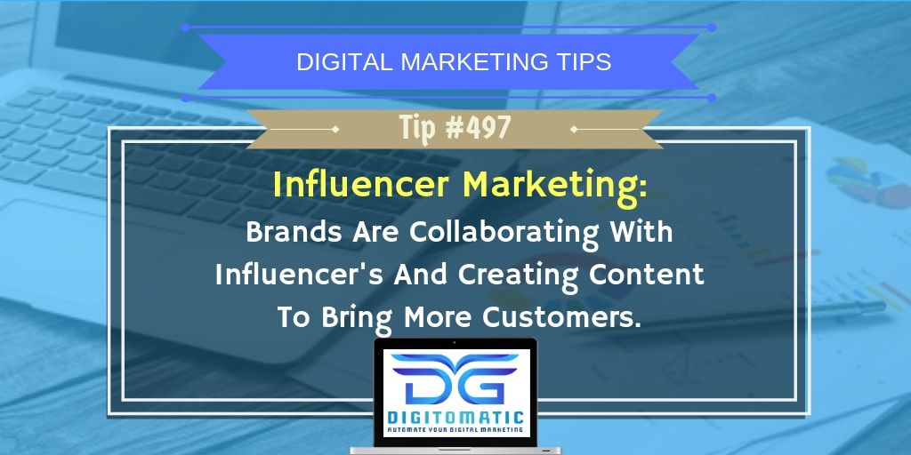 digitomatic's tweet image. #DigitalMarketing Tip #497
Brands are reaching out influencers and creating content to reach more audiences. Try this for your brand it will help with more brand awareness.
#branding #brand #OnlineMarketing #digitalmarketingtips #MarketingDigital #marketingstrategy #GrowthHacking