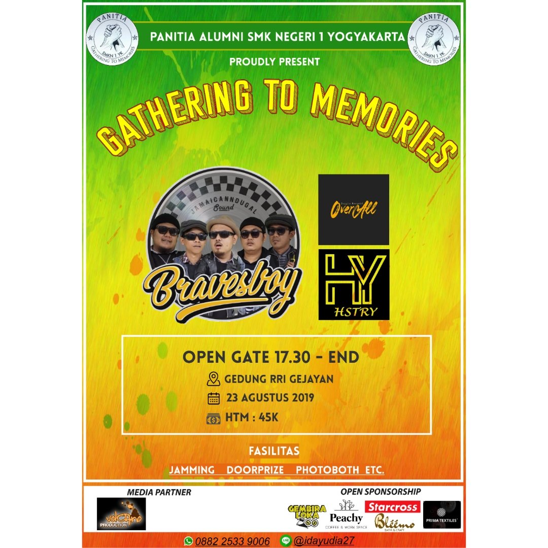 Hayohayo siapa nih yang belom gabung diacara Gathering SMKN 1 Yogyakarta? Gak kangen sama temen2? Gak mau seruseruan bareng? Mau dong yaa pastii. Yuk buruan ikutt🤗