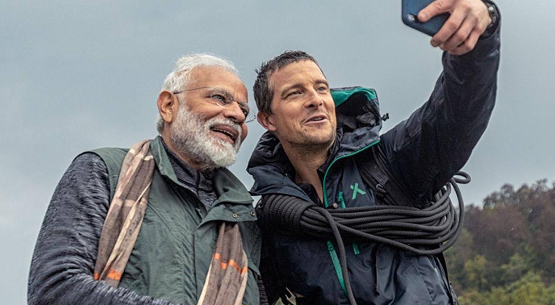 firstpost's tweet photo. How Narendra Modi's Man vs Wild episode remained more about the man and less about the wild, writes Kusumita Das. #FPthreads (1/8) https://t.co/pLS7brAUYW