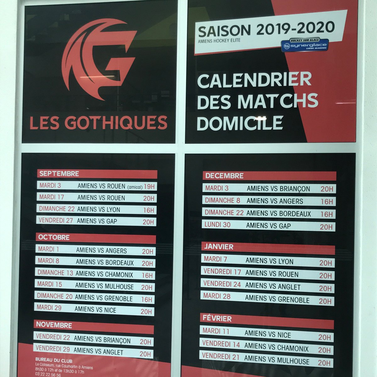 || AFFICHAGE ||
Le nouveau calendrier s’affiche ! 
#wearegothiques #saison1920