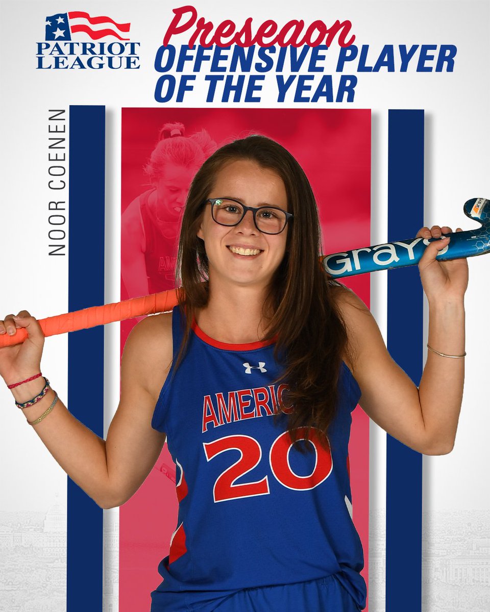 AU_FieldHockey's tweet photo. Noor Coenen was selected as the 2️⃣0️⃣1️⃣9️⃣ @PatriotLeague Offensive Player of the Year!

That 3️⃣ years in a row for #AUFH 😳😳😳

📰https://t.co/azvHhTp69m

#AUEagles https://t.co/QjzFpzAVNp