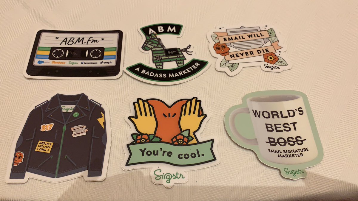 justguilda's tweet photo. @sigstr taking stickers to the next level! I just love my AMB (A Badass Marketer) sticker 👩🏽💻 #stickerlife #badassmarketer #B2BSMX #email https://t.co/NrJJMHUTg2