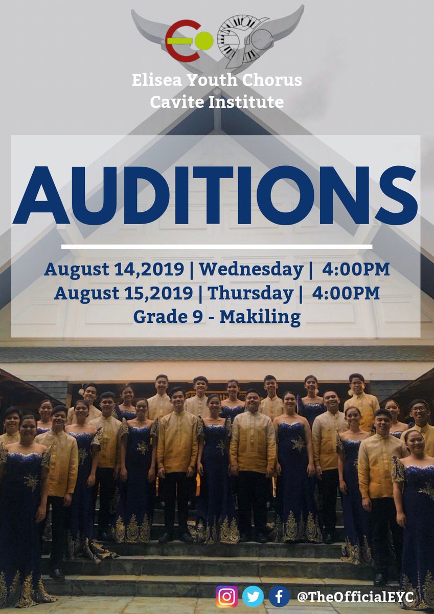 TheOfficialEYC's tweet photo. Panahon na naman ng pagkilatis at pagpili sa mga susunod na miyembro ng aming grupo!

Tara na at sumali! Iintayin namin kayo sa tagpuan!

❤️

EYC

#Agosto
#BuwanNgWika

#AuditionWeek
#EYC2019 https://t.co/sgLcSw7LQl