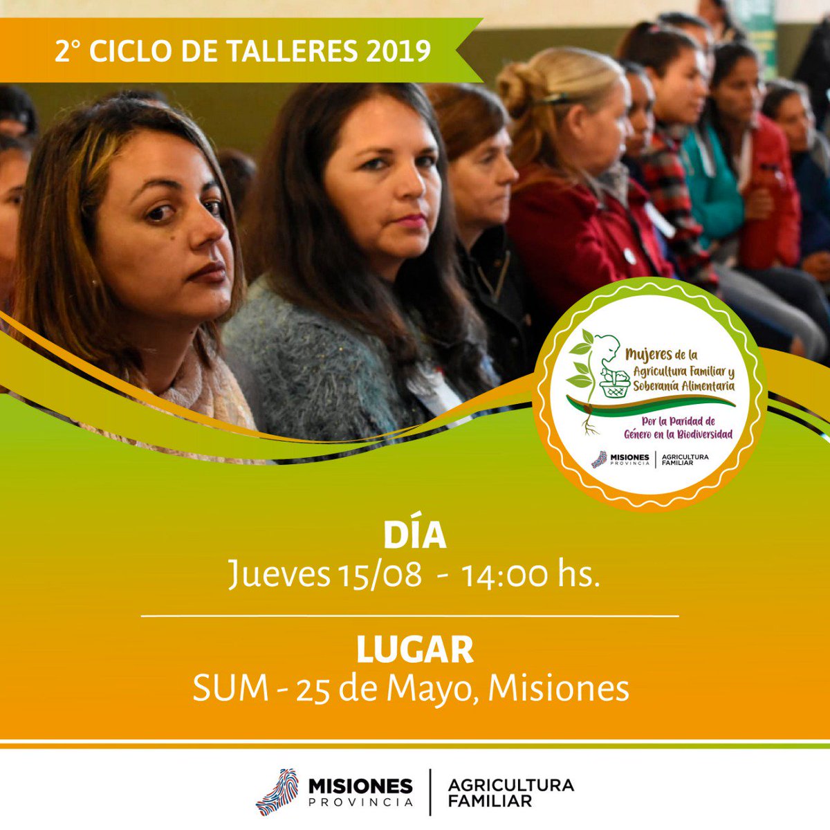 MinAgriFam's tweet photo. ➡️ 2do CICLO DE TALLERES: 
Están cordialmente invitadas a participar del taller 👆🏽👆🏽
🗓Jueves 15 de agosto a partir de las ⏰14:00 hs, en el 📍Salón de Usos Múltiples del Municipio de 25 de Mayo, provincia de Misiones
#MujerRuralMisionera
#SaberesDeMujeres https://t.co/deYQTSDF47