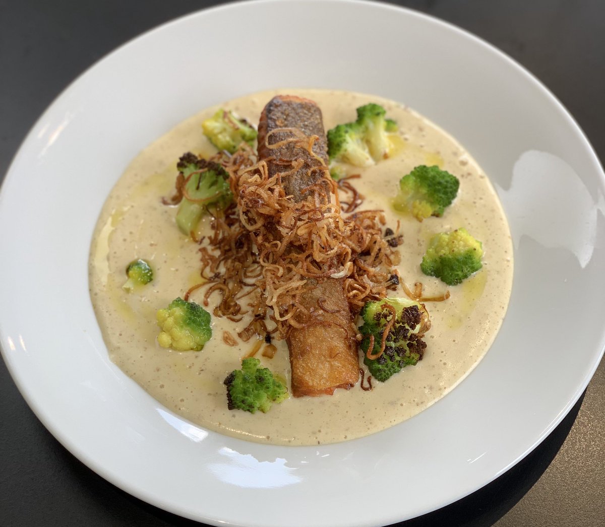 AldenFishmarket's tweet photo. Why not pop in and try this weekโs #Fish4Lunch menu? This delicious Sea Trout with Smoked Potato and romanesco is available Tues-Sat, 12-3pm! ๐๐ด https://t.co/sYb6cfin7B