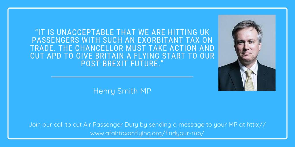 fairtaxonflying's tweet photo. @HenrySmithUK calls on @hmtreasury and @sajidjavid to cut APD #makeflyingfair https://t.co/8IAaUxwjdC https://t.co/DLPWHuQPwu