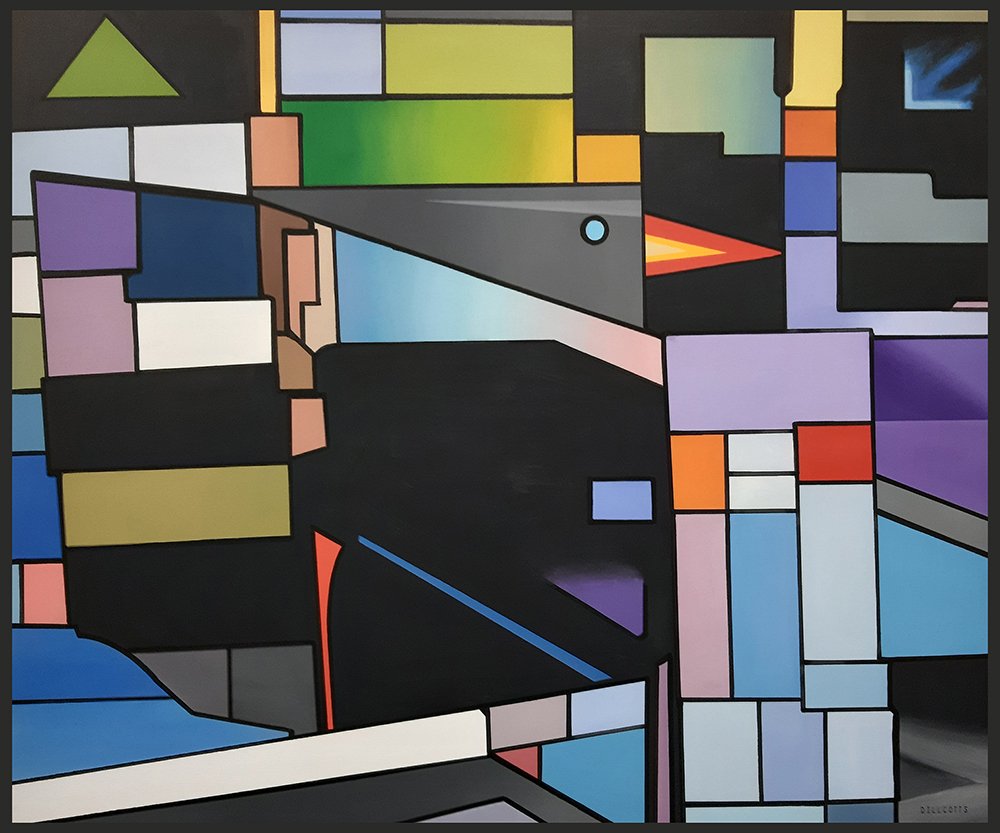DillCotts's tweet photo. Title: Midway. (Acrylic on Box Canvas 120x120cm x5cm) Painted sides. (no frame required) June 2019. Midway. This canvas is an enlarged section taken from a previous painting. It sits nicely in between it's donor painting 'Cotton Kandy' and the paintings that followed it. https://t.co/llVMx0fdmd