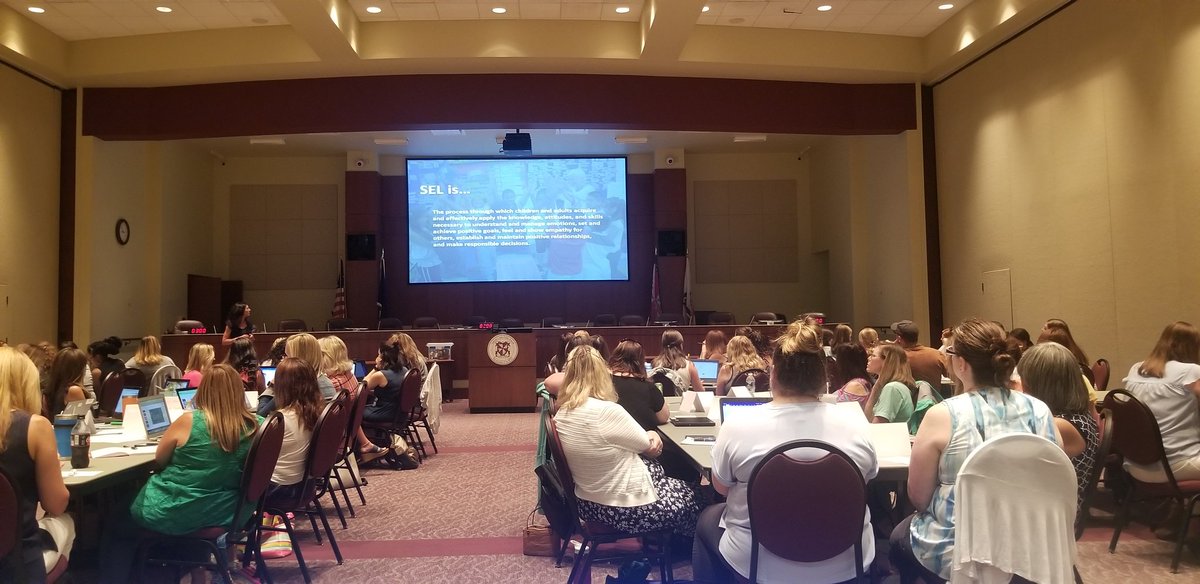 LCPS_MTSS's tweet photo. Full room of SEL leads who are excited about the roll out of social emotional learning this year! @StefanieLaPolla @OrmeLindsay https://t.co/bMtbj73GpY