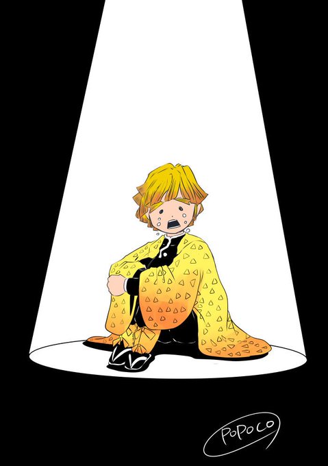 popocoさんがTwitterに投稿した我妻善逸(鬼滅の刃)のイラスト。