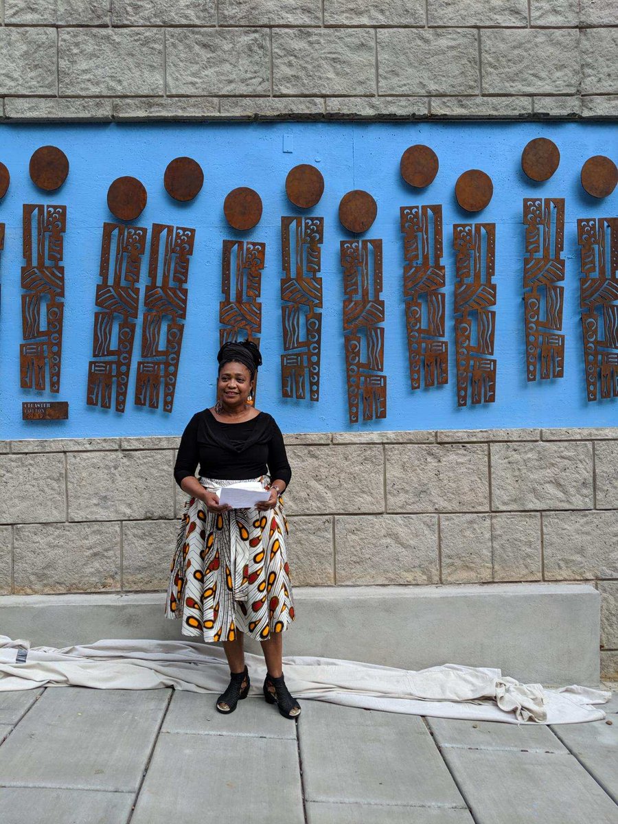 EstatesandCo's tweet photo. We celebrated the unveiling of new public art at our 55 Market community in Asheville this weekend. Cleaster Cotton—a teacher, artist, and inventor—created a piece titled “Going to Market…” &amp; it is installed outside of the building. Take a look the next time you’re in Asheville! https://t.co/34NZX1Cxjg